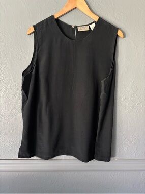 Field Manor Vintage Black Silk Sleeveless Tank Top 1X